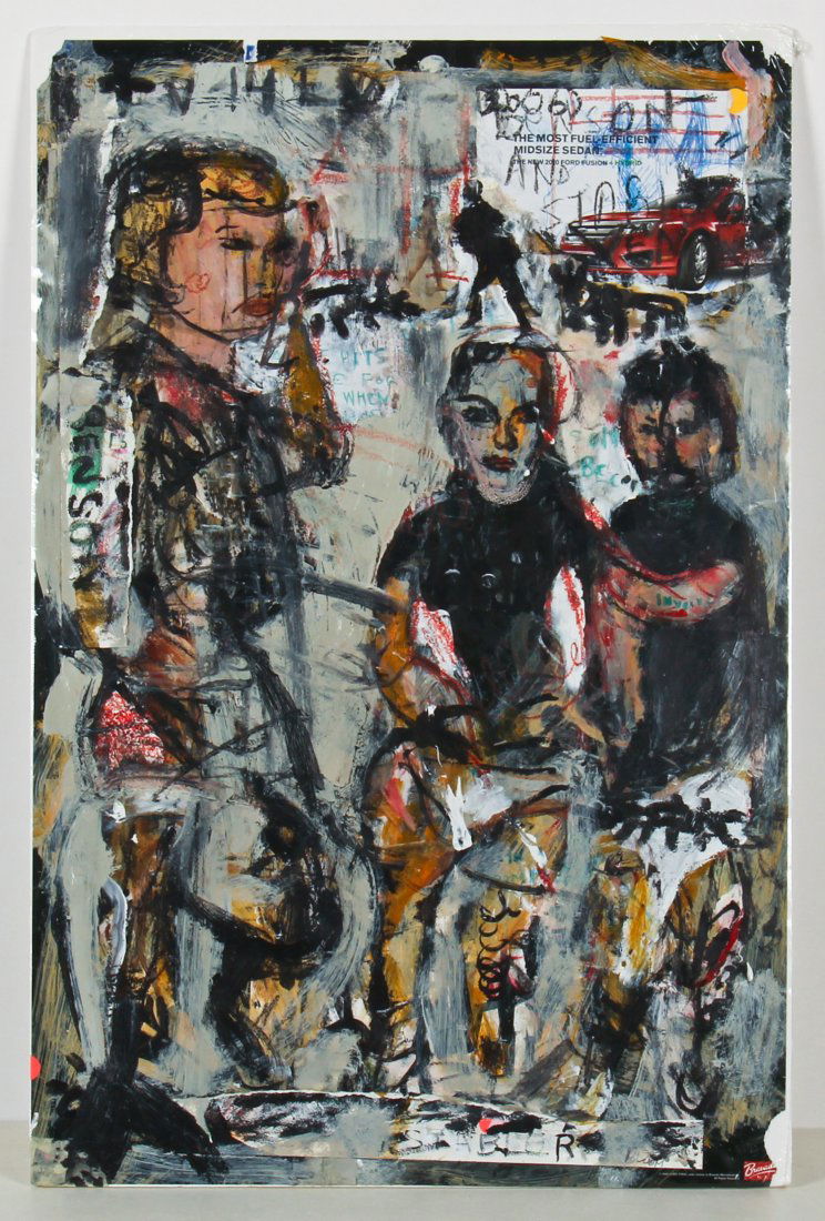Jim Bloom (American, b. 1968): Jim Bloom (American, b. 1968) Benson and Stabler, mixed media on found poster (Law & Order SVU). Size: 34" x 22.25" (86 x 27 cm).