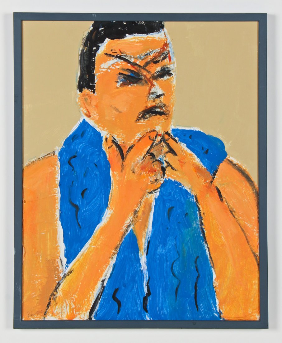 Jim Bloom (American, b. 1968): Jim Bloom (American, b. 1968) mixed media on canvas. Size: 28" x 22", 71 x 56 cm (stretcher), 29.25" x 23.25", 74 x 59 cm (frame).