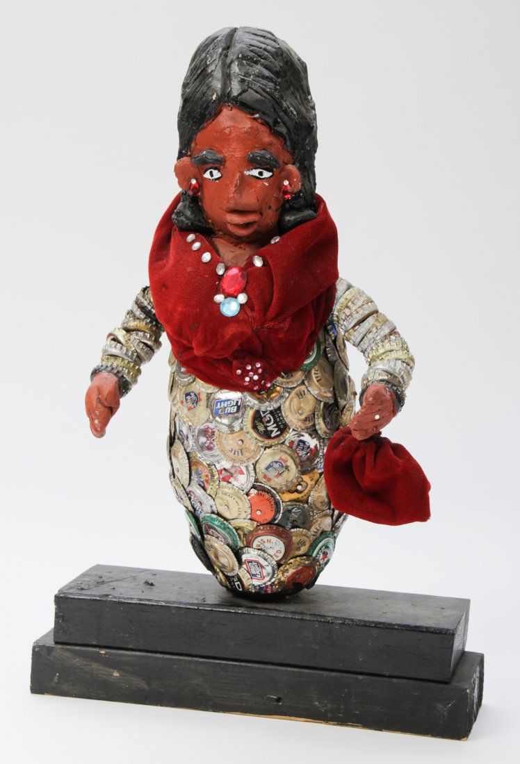 Mr. Imagination (American, 1948-2012) Sculpture of a: Gregory "Mr. Imagination" Warmack, (American, 1948-2012) Sculpture of a Woman. Size: 19" x 12" x 3.5" (48 x 30 x 9 cm).