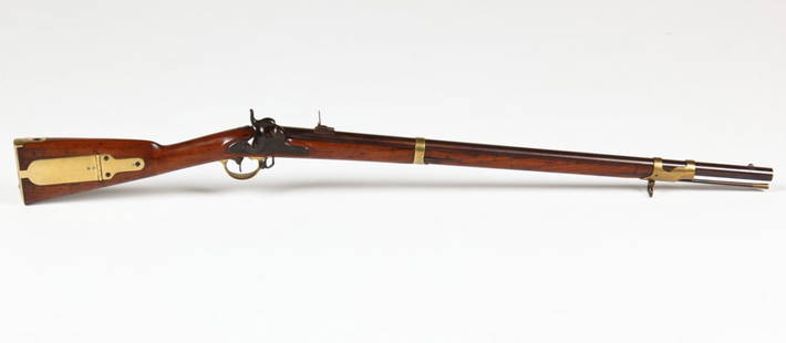 Civil War Robbins and Lawrence "Mississippi" Rifle: Civil War Robbins and Lawrence "Mississippi" RifleModel 1841 Robbins & Lawrence "Mississippi" Rifle, altered to .58 caliber, 33 in. barrel secured by two bands, dated 1850 on the tang , lockplate