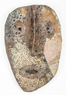 Jerry Coker (American, b. 1938) Mask: Jerry Coker (American, b. 1938) Mask, found metal on wood. Size: 17" x 11" (43 x 28 cm).