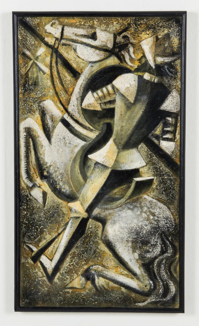 Waylande Gregory (American 1905-1971) Don Quixote: Waylande Gregory (American 1905-1971) Man of La Mancha (Don Quixote), oil on wood. Size: 42" x 24", 107 x 61 cm (board), 42.5" x 24.5", 108 x 62 cm (frame).