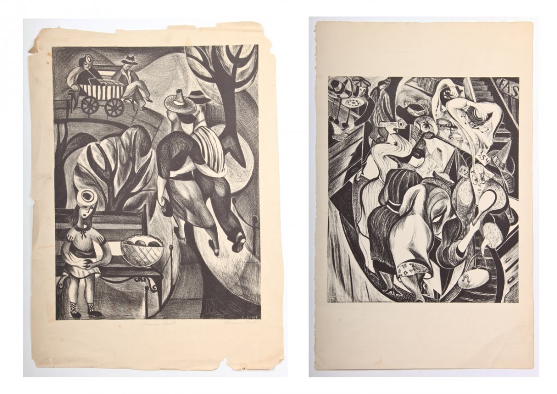 Florence Kent (American, 1917-1989) Two Lithographs: Florence Kent (American, 1917-1989) Two Lithographs: 1) Summer Fruit. Size: 16.25" x 12", 41 x 30 cm (image), 20" x 14.75", 51 x 37 cm (sheet); 2) Untitled, signed in plate. Size: 10.5" x 8.75", 27 x 