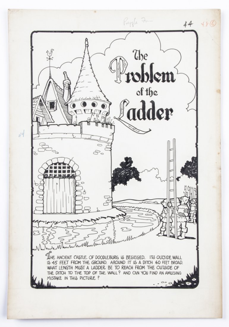 George Carlson Original Illustration Art: George Carlson (American, 1887-1962) Group of 3 Original Illustration Art Drawings from Puzzle Farm, ink on paper. Size: 22" x 15" (56 x 38 cm). Provenance: Kristina Barbara Johnson Estate, Princeton,