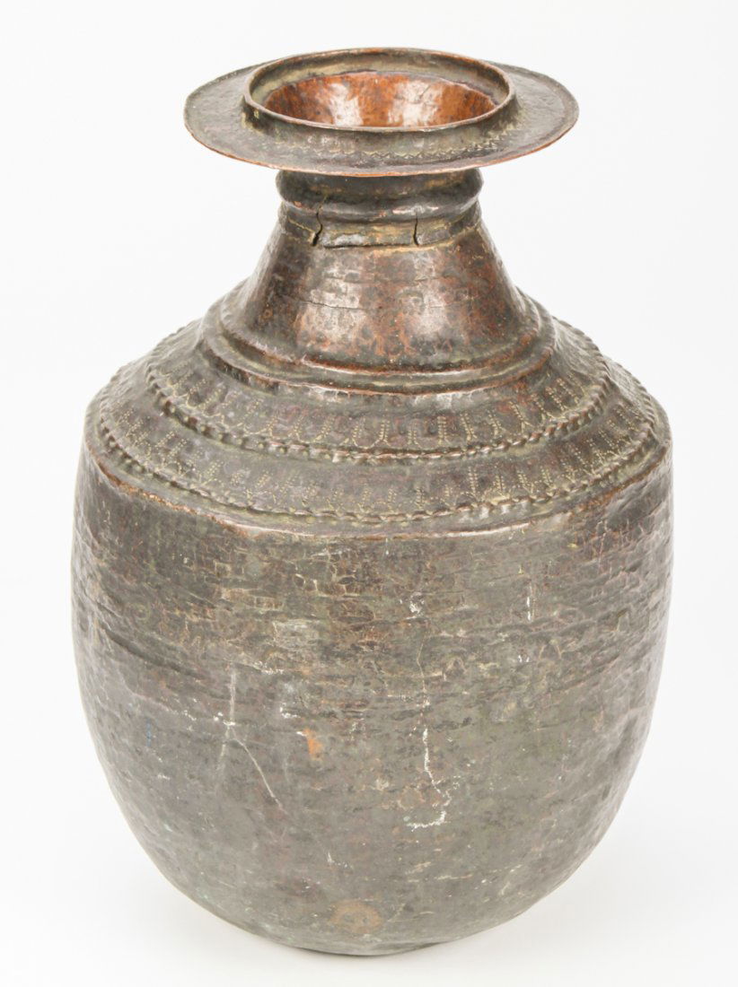 Antique North African or Middle Eastern Copper Vessel: Antique North African or Middle Eastern Copper Vessel. Size: 15" x 10" x 10" (38 x 25 x 25 cm).