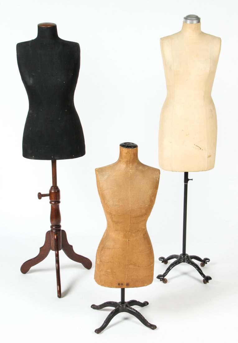 Lot of 3 Vintage Department Store Mannequins: Lot of 3 Vintage Department Store Mannequins. Ranging in size from 38" x 13" x 13" (97 x 33 x 33 cm) to 63" x 13" x 13" (160 x 33 x 33 cm).