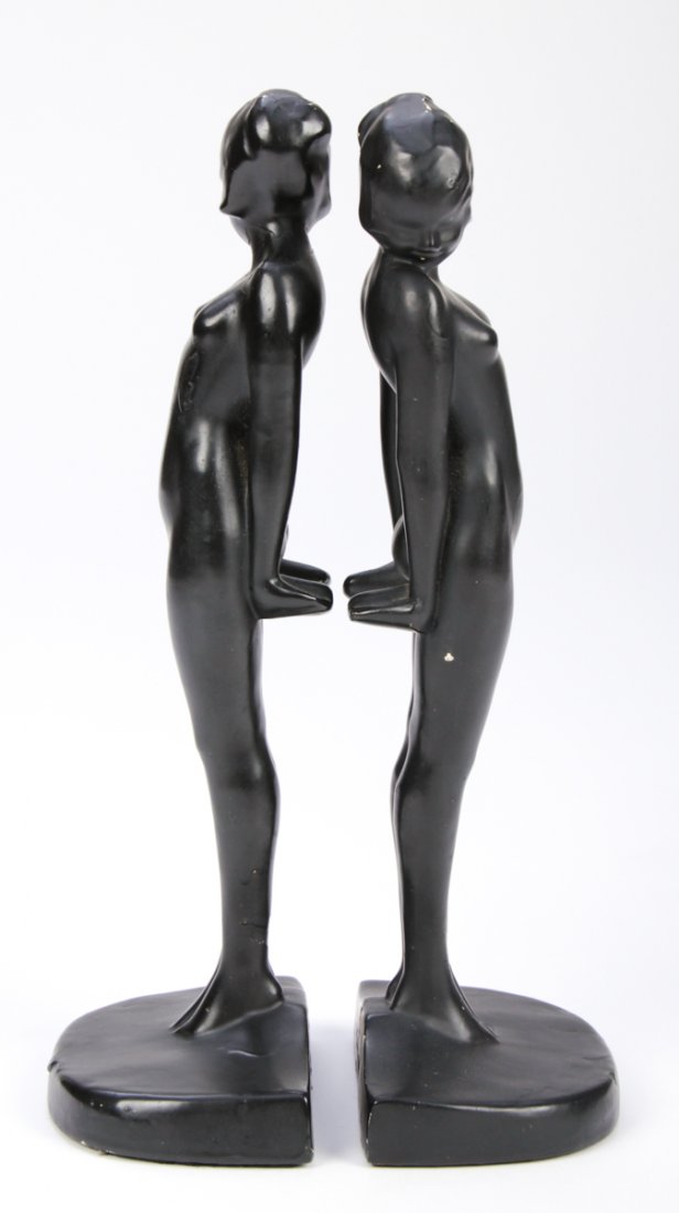 Vintage Frankart B403 Figural Nude Bookends: Vintage Frankart B403 Figural Nude Bookends. Size: 9.5" x 3.5" x 2.5" each (24 x 9 x 6 cm).