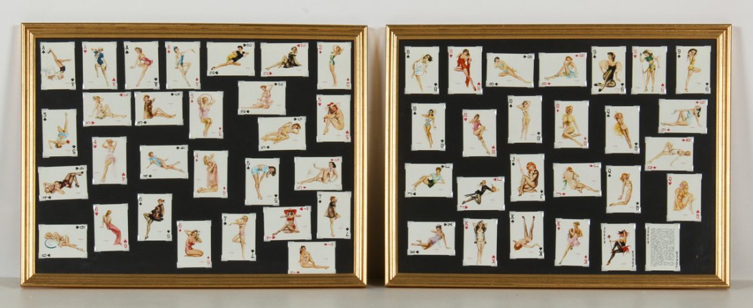 Alberto Vargas Framed Playing Cards.: Alberto Vargas Framed Playing Cards. Size: 19.75" x 25.75" (50 x 65.5 cm) each.