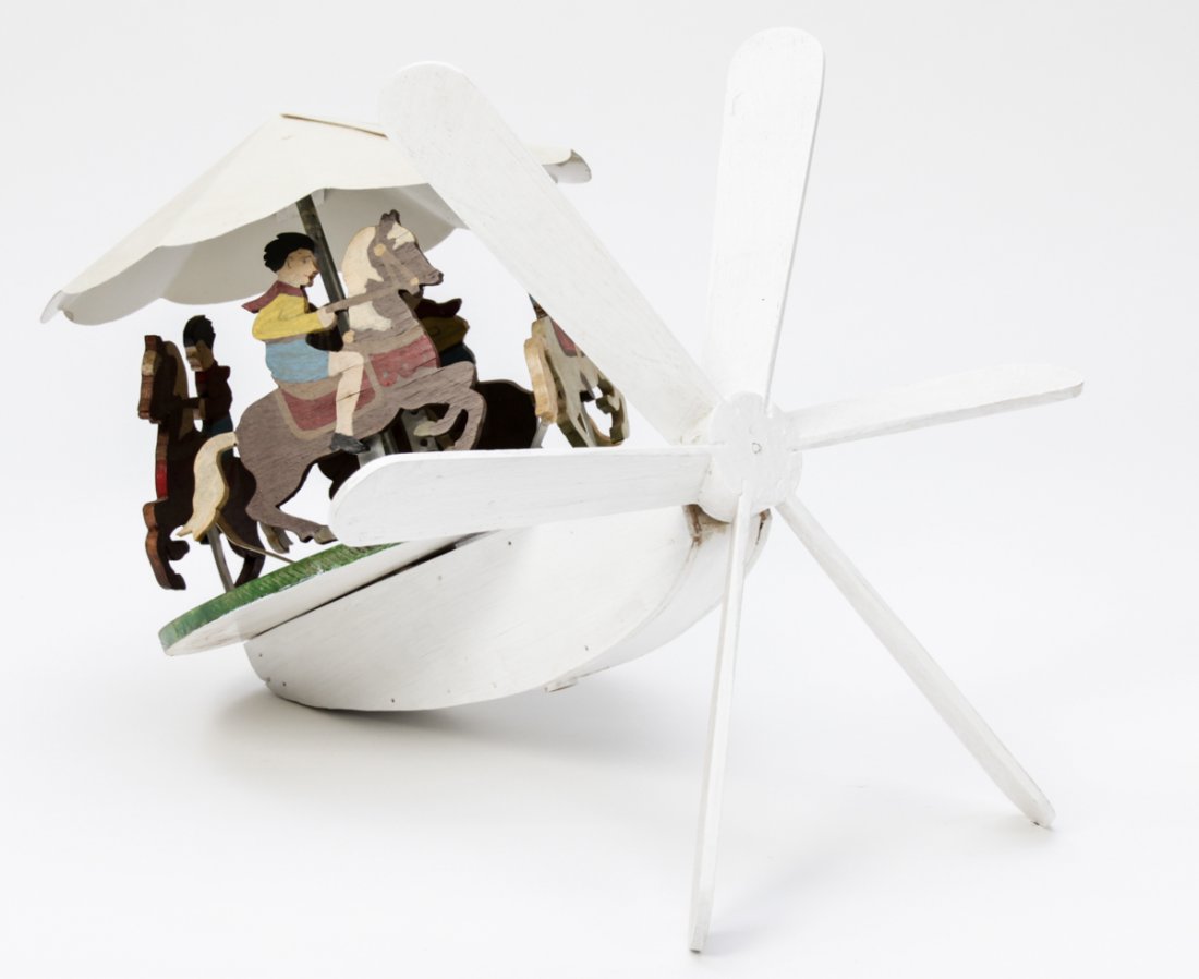 Carousel Whirlygig, c. 1940's: Carousel Whirlygig, c. 1940's. Size: 17" x 14" x 17" (43 x 36 x 43 cm).