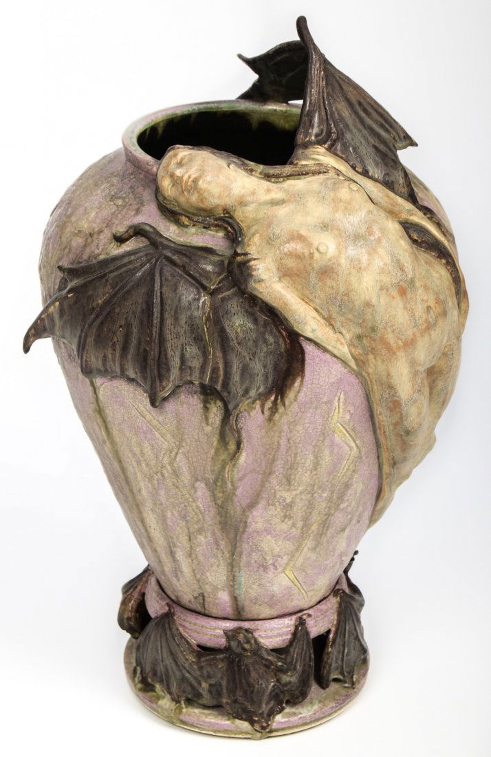 Freiwald Art Pottery Amphora Style Bat Vase