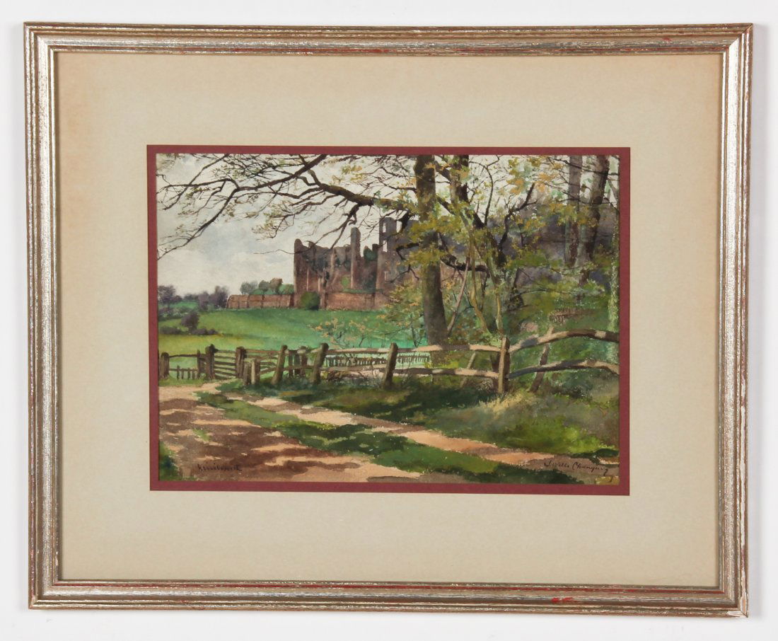 James Wells Champney (American, 1843-1903): James Wells Champney (American, 1843-1903) Landscape, watercolor. Size: 9" x 13", 23 x 33 cm (sight); 16.5" x 20.25", 42 x 51 cm (frame).