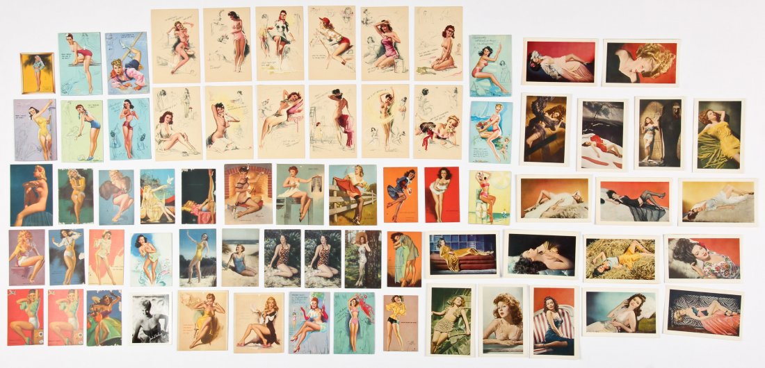 68 pc Vintage Risque Pinup Girl Card Lot: 68 pc Vintage Risque Nude Pinup Girl Card Lot. Various Sizes.