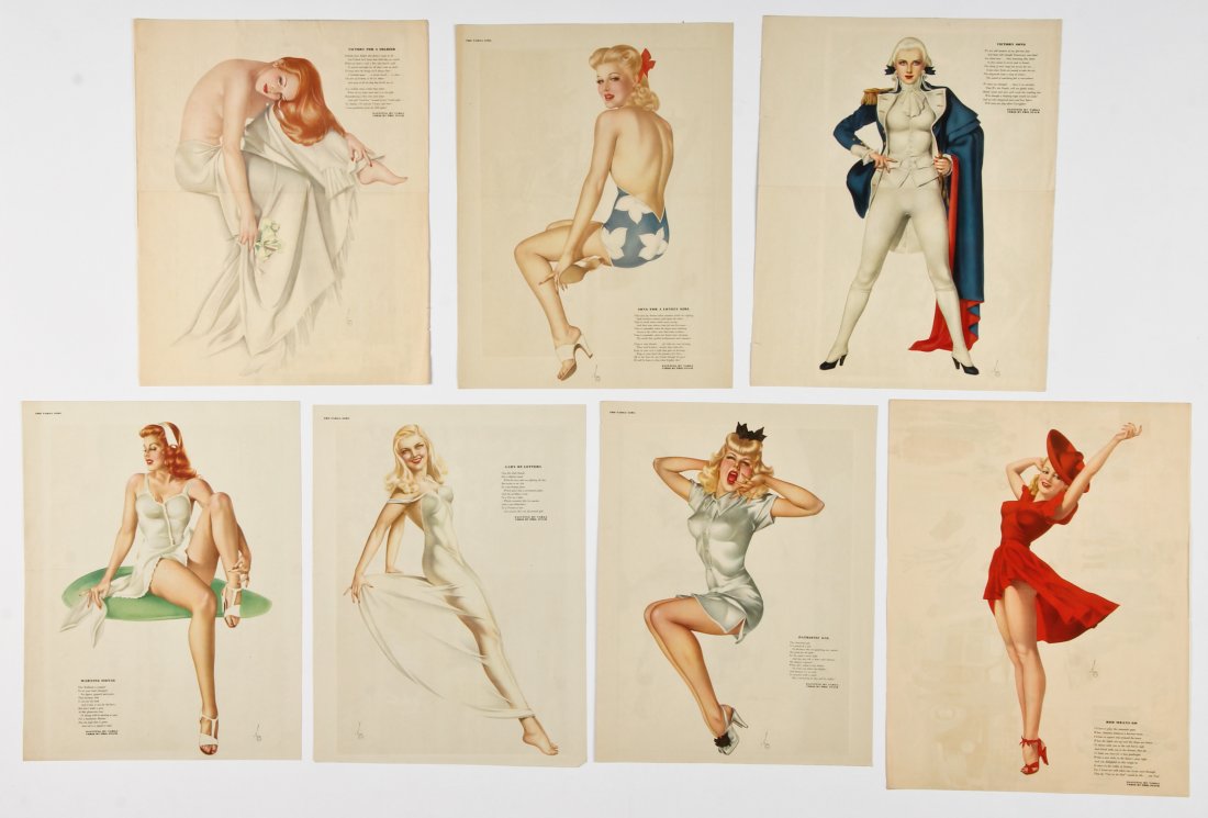 Group of 7 1940's Alberto Vargas Pinup Girl Lithographs: Group of 7 1940's Alberto Vargas Pinup Girl Lithographs. Size: 17" x 13", 43 x 33 cm (each).