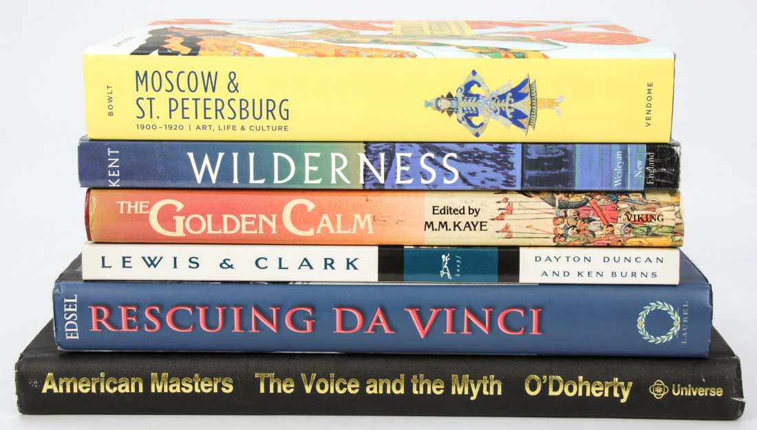 Lot of 6 Books: Lot of 6 Books. Including: "American Masters: The Voice and the Myth", O'Doherty. "Rescuing DaVinci", Robert M. Edsel. "Lewis and Clark: An Illustrated History", Duncan and Burns. "The Golden Calm: An
