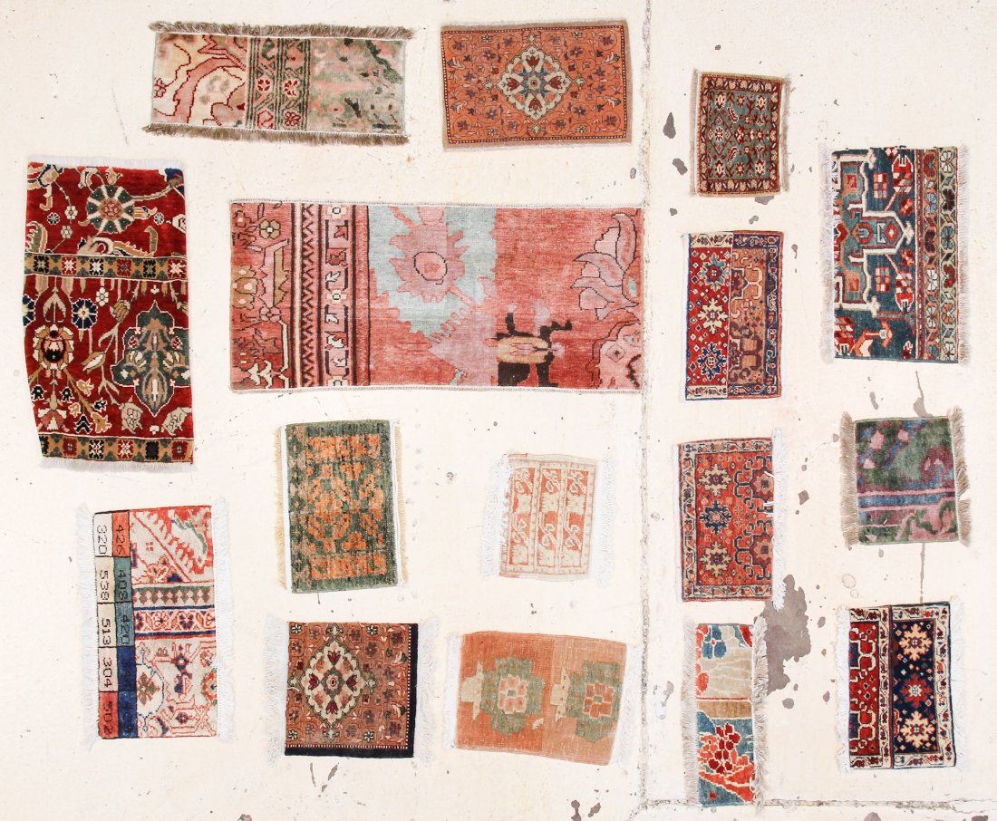 16 Sampler "Wagireh" Rugs: 16 Sampler "Wagireh" Rugs, Turkey, natural dyes, variety of weaves. These are not cut fragments, each one is finished on all sides. Ranging in size from 1' x 8" (30 x 20 cm) to 3'3" x 1'5" (99 x 43 cm