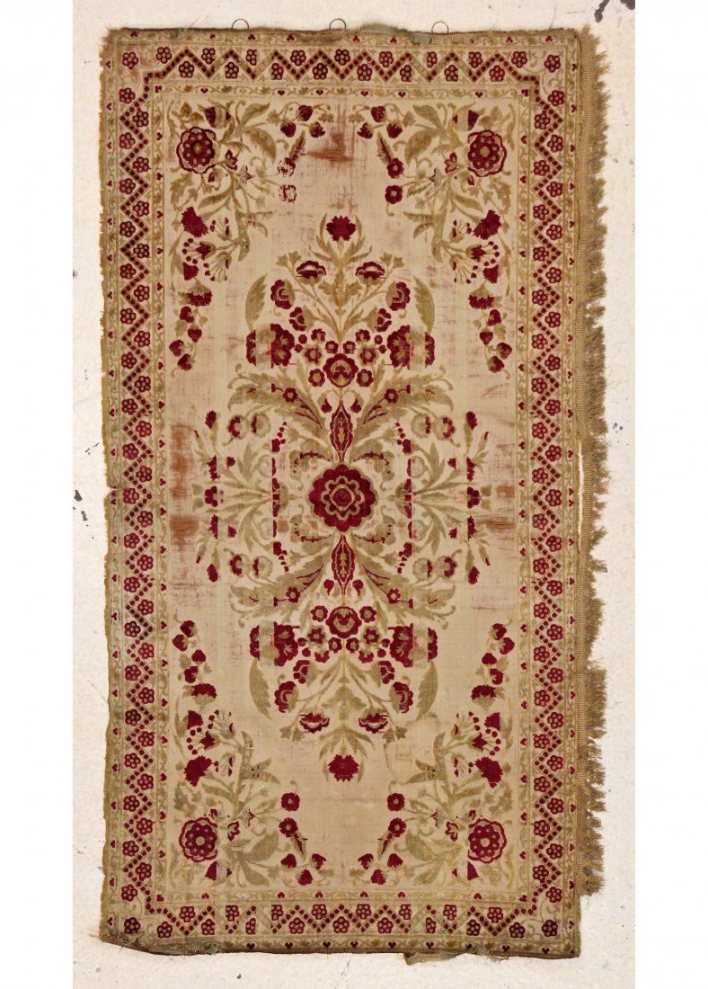 Antique Continental or Middle Eastern Silk Velvet: Antique Continental or Middle Eastern Silk Velvet Panel. Size: 2' x 3'10" (61 x 117 cm).