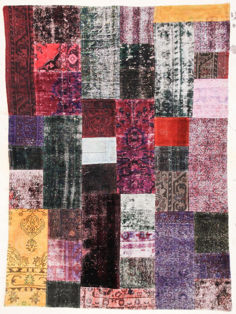 Modernist Patchwork Rug: 5'8" x 7'9" (173 x 236 cm): Modernist Patchwork Rug, Turkey, composed of vintage and antique overdyed Turkish rugs. Size: 5'8" x 7'9" (173 x 236 cm).