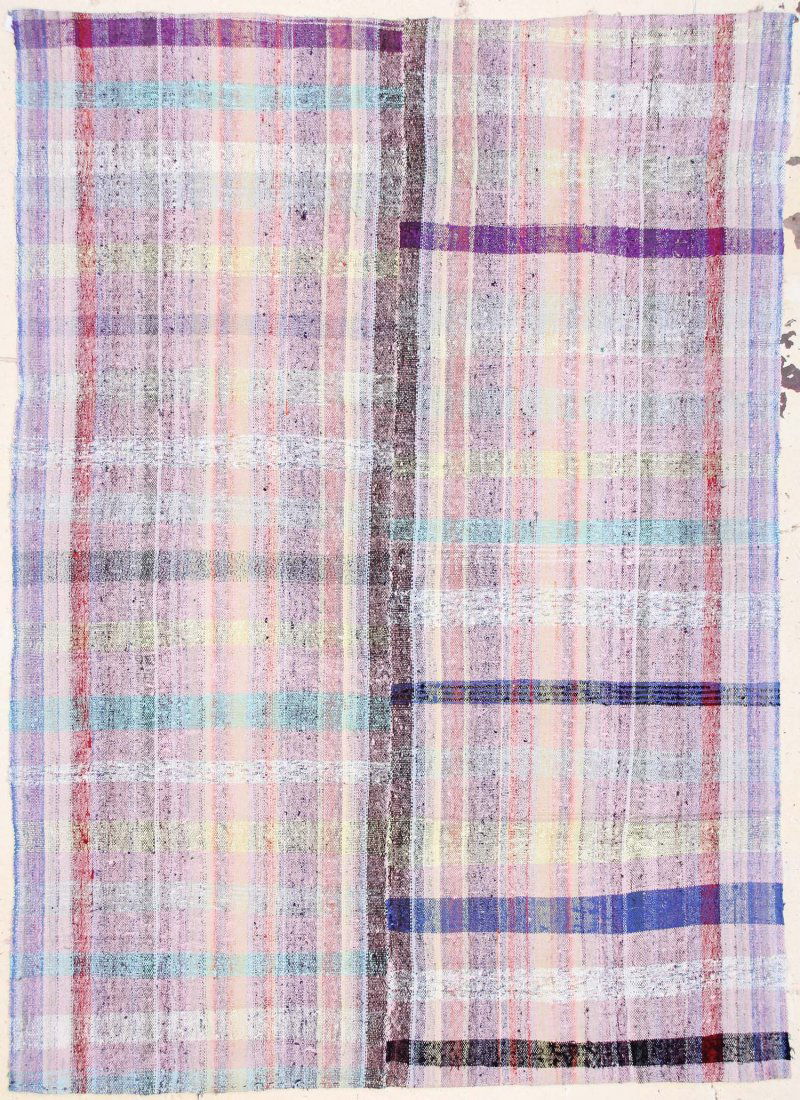Modernist Color Field Geometric Rug: 7'2" x 9'11" (218: Modernist Geometric Rug, Turkey, composed of recycled vintage and antique kilims; applied backing. Size: 7'2" x 9'11" (218 x 302 cm).