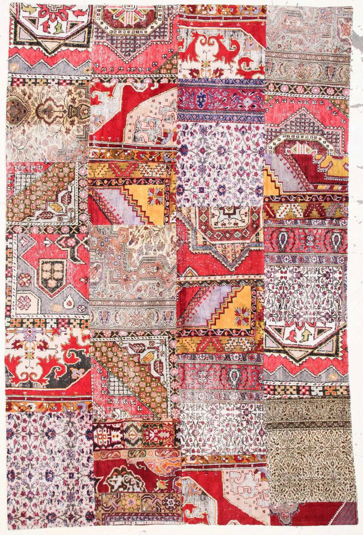 Modernist Patchwork Rug: 7'10" x 11'10" (239 x 361 cm): Modernist Patchwork Rug, Turkey, composed of vintage and antique Turkish rugs. Size: 7'10" x 11'10" (239 x 361 cm).
