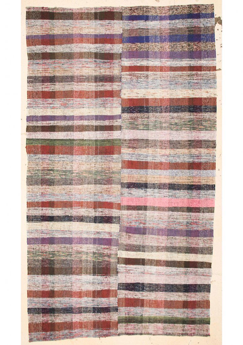 Modernist Rug: 7'2" x 12'8" (218 x 386 cm): Modernist Rug, Turkey, composed of recycled vintage and antique kilims; applied backing. Size: 7'2" x 12'8" (218 x 386 cm).