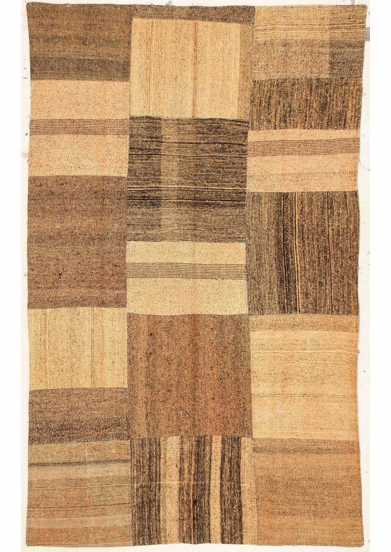 Modernist Rug: 5'2" x 8'3" (158 x 252 cm): Modernist Rug, Turkey, composed of recycled vintage and antique kilims; applied backing. Size: 5'2" x 8'3" (158 x 252 cm).