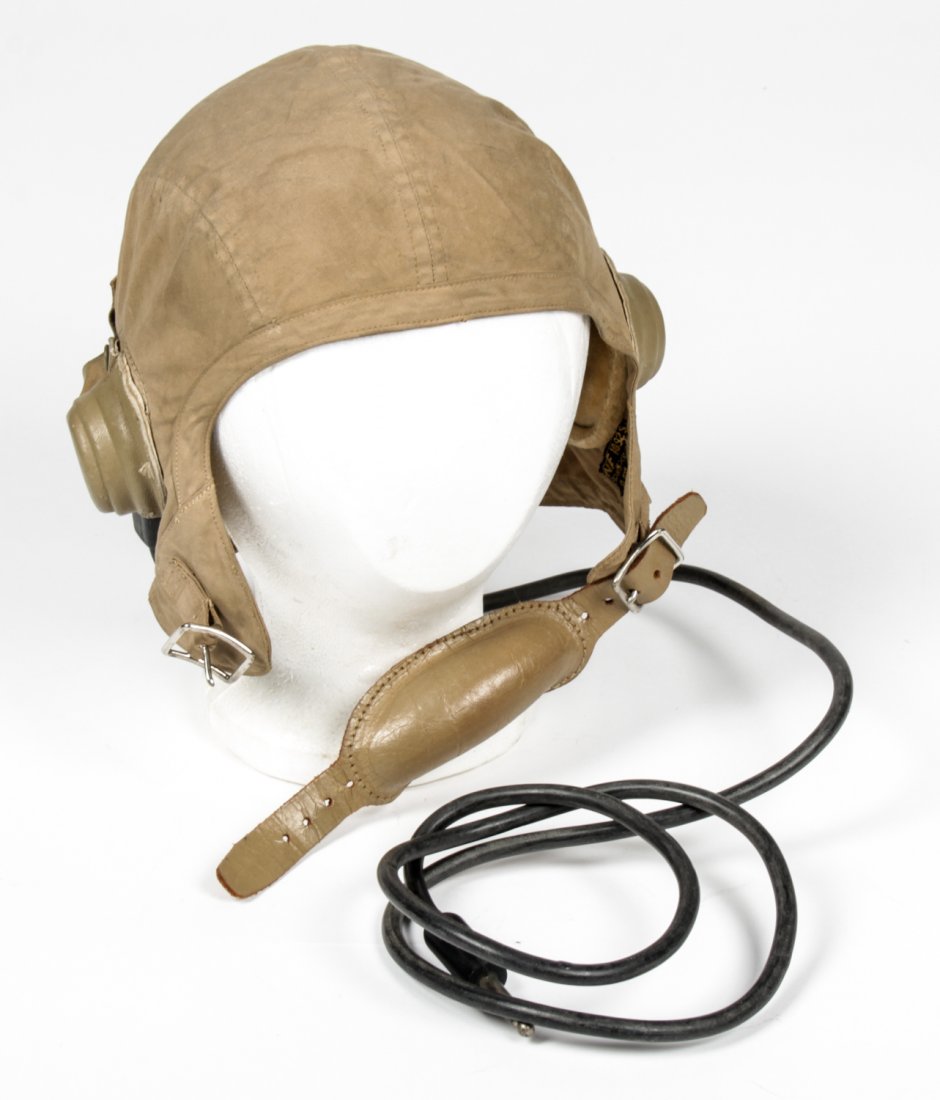 Vintage Military Pilot Headset: Vintage Military Pilot Headset. Helmet liner with integrated headset.
