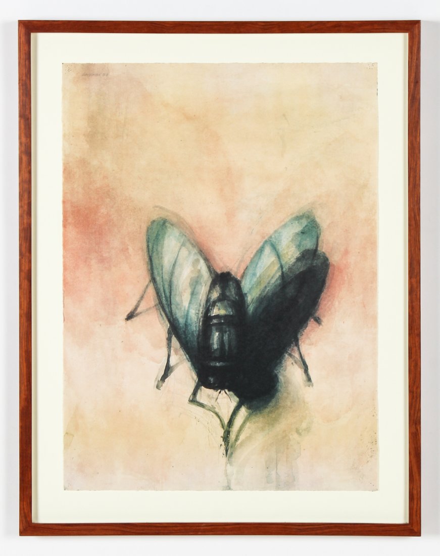 Sidney Goodman (American/Philadelphia, 1936-2013): Sidney Goodman (American/Philadelphia, 1936-2013) The Fly (William Blake poem), 1988, lithograph. Size: 25.5" x 18.5", 67 x 47 cm (sheet), 30.5" x 24", 77 x 61 cm (frame).