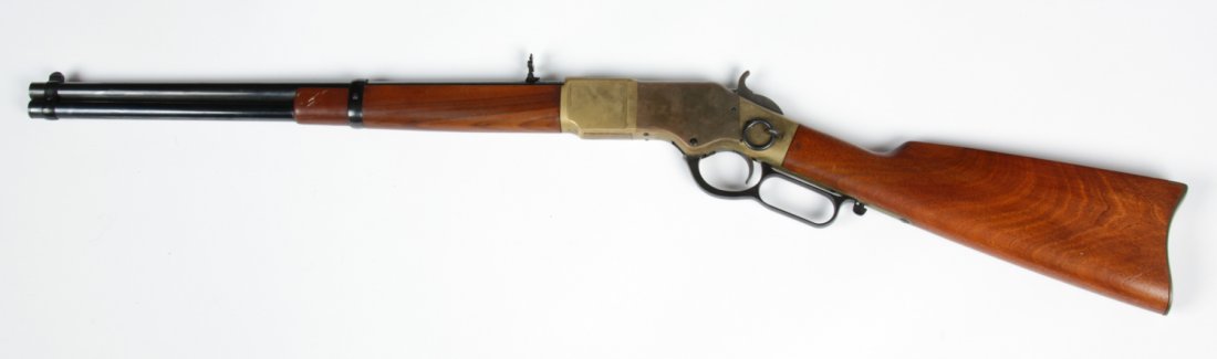 Uberti Replica Model 1866 Yellowboy Carbine Rifle: Uberti Replica Model 1866 Yellowboy Carbine Rifle. Serial number 48770. Stamped barrel bears "EMF Co. LA. CAL." and CAT1563. Transfer of this firearm will be completed through a third party gun dealer