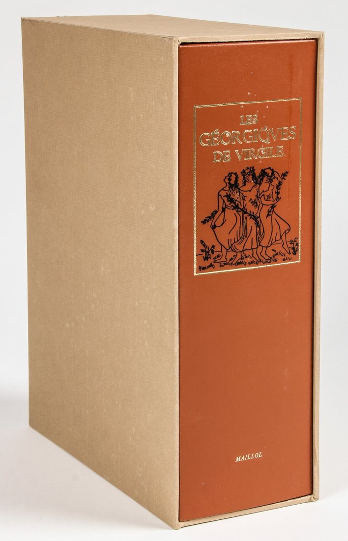 Virgil. Les Georgiques. Woodblocks by Maillol.: Maillol, Aristide]. Virgil. LES GEORGIQUES. 3 Vols: 2 Text Vols + Plates. Jacques Delille translation, Aristide Maillol illustrator. (Geneva: Production Edito-Service), [ca. 1976], [High quality facsi