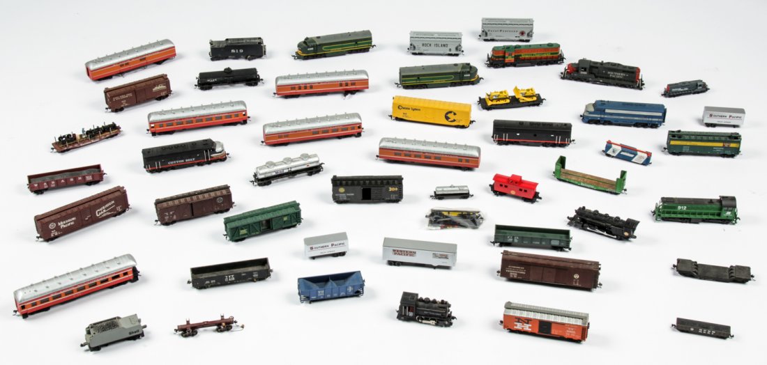 Collection of Vintage Scale Model Trains: Collection of Vintage Scale Model Trains. Various smaller gauges. Includes cars and engines.
