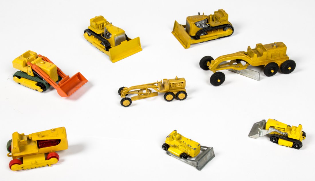 Collection of Scale Model Caterpillar Toys: Collection of Scale Model Caterpillar Toys. Includes examples from Lesney, Hubley and various international makers.