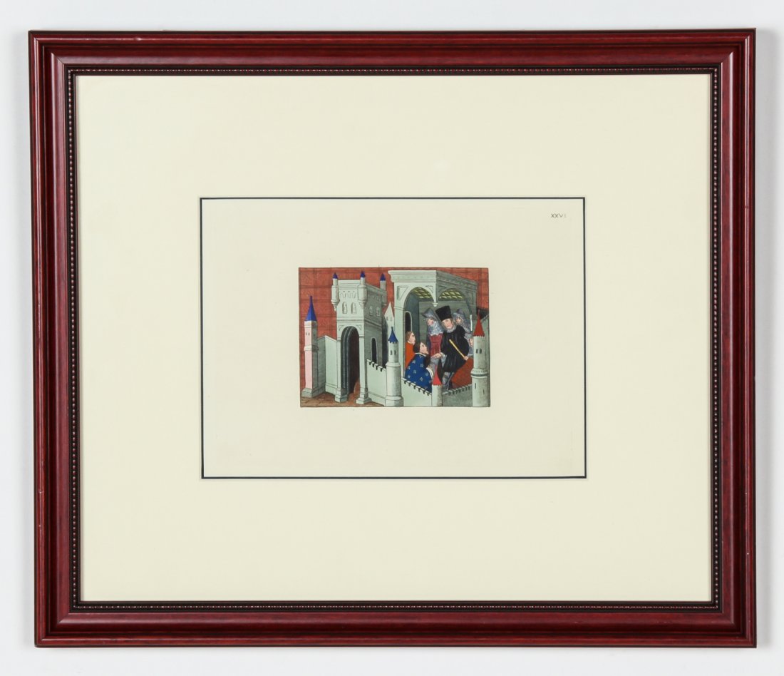 Joseph Strutt. Interview with Duke Henry. Early 19th C: Joseph Strutt. Interview with Duke Henry. Early 19th C Hand Colored Engraving. Plate XXVI Interview with Duke Henry. Framed: Archival 8-ply mat/backing. Museum glass (UV). Hand-colored engravings from
