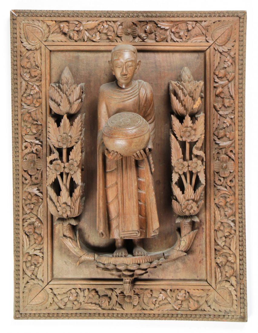 Buddhist Offertory Figural Frieze: Buddhist Offertory Figural Frieze. Size: 28.5" x 21.5" x 9" (72 x 55 x 23 cm).