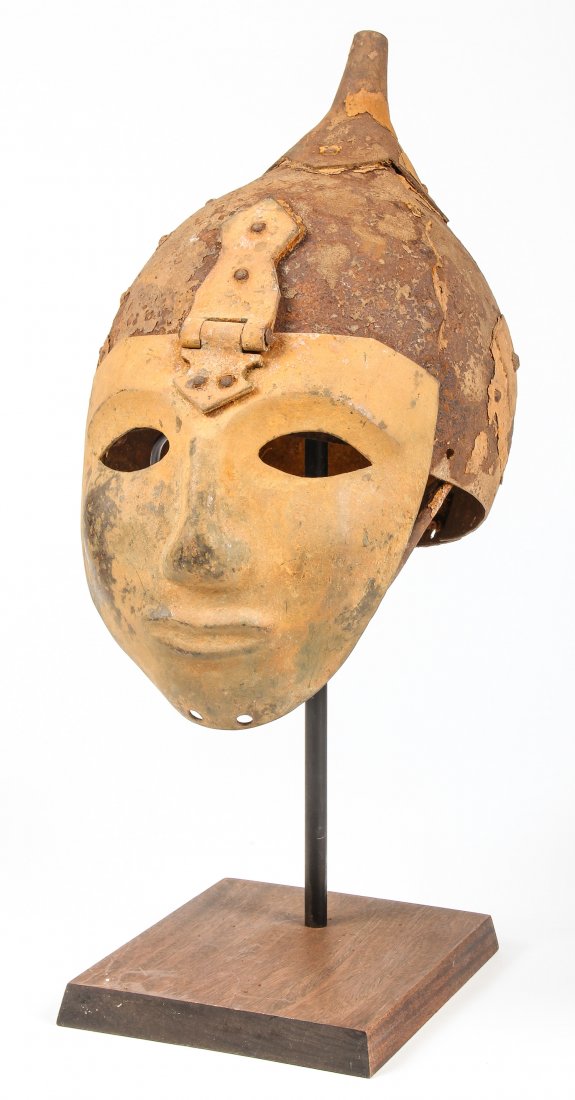 Ancient Armor Helmet and Mask: Ancient Armor Helmet and Mask. Size: 16" x 9" x 11" (41 x 23 x 28 cm).