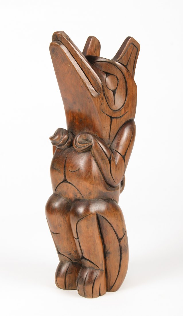 Northwest Coast Salish Figure: Northwest Coast Salish Figure. Size: 13.5" x 4" x 4" (34 x 10 x 10 cm). Philadelphia Estate.