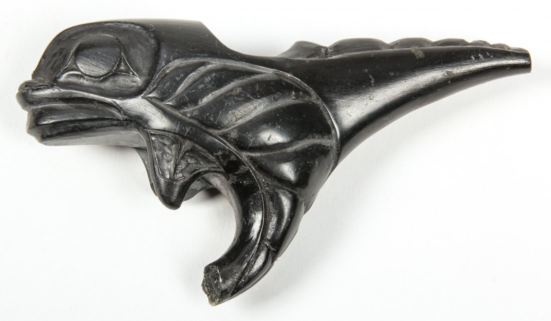 Haida Carved Argillite Trade Pipe: Haida Carved Argillite Trade Pipe. Size: 2" x 3.75" x .75" (5 x 9.5 x 2 cm).