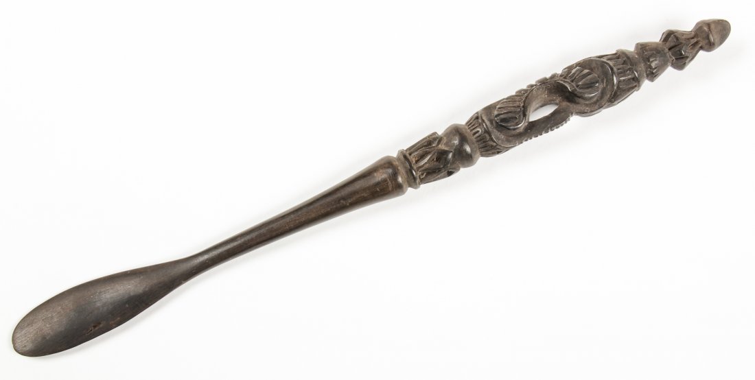 Batak Ceremonial Scepter, Indonesia: Batak Ceremonial Scepter, Indonesia. Size: 11" x 0.75" x 0.75" (28 x 2 x 2 cm).