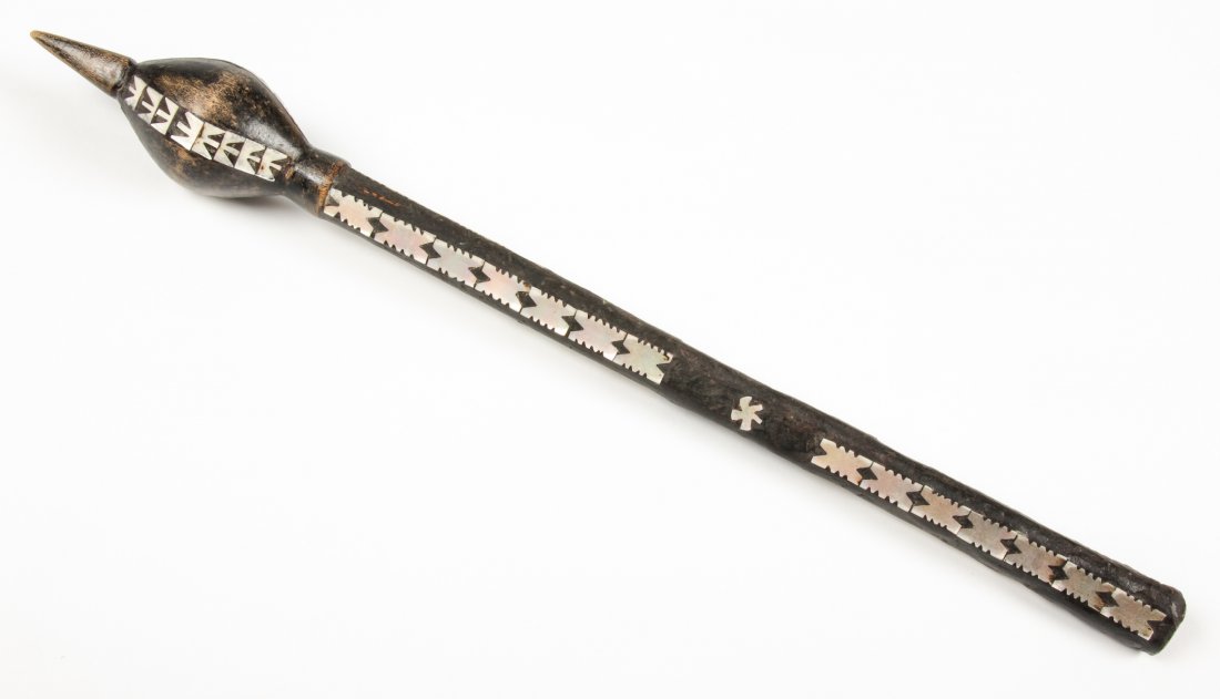 Nacre Inlaid Ceremonial Mace: Nacre Inlaid Ceremonial Mace. Size: 15" x 1.5" x 1.5" (38 x 4 x 4 cm).
