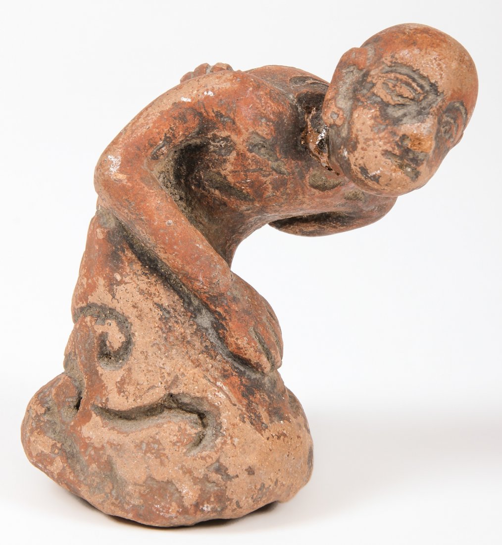 Indonesian Terracotta Figure: Indonesian Terracotta Figure. Size: 4" x 3" x 4" (10 x 8 x 10 cm).