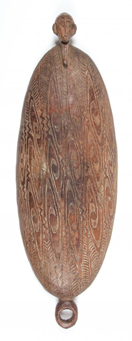 Toraja Shield: Toraja Shield, carved wood. Indonesia. Size: 20" x 7" x 2" (51 x 18 x 5 cm).