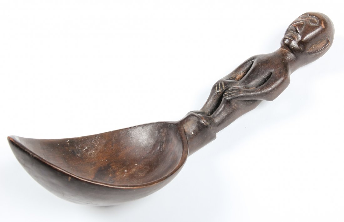 Batak Spoon: Batak Spoon, carved wood. Indonesia. Size: 10" x 3.5" x 4" (25 x 9 x 10 cm).