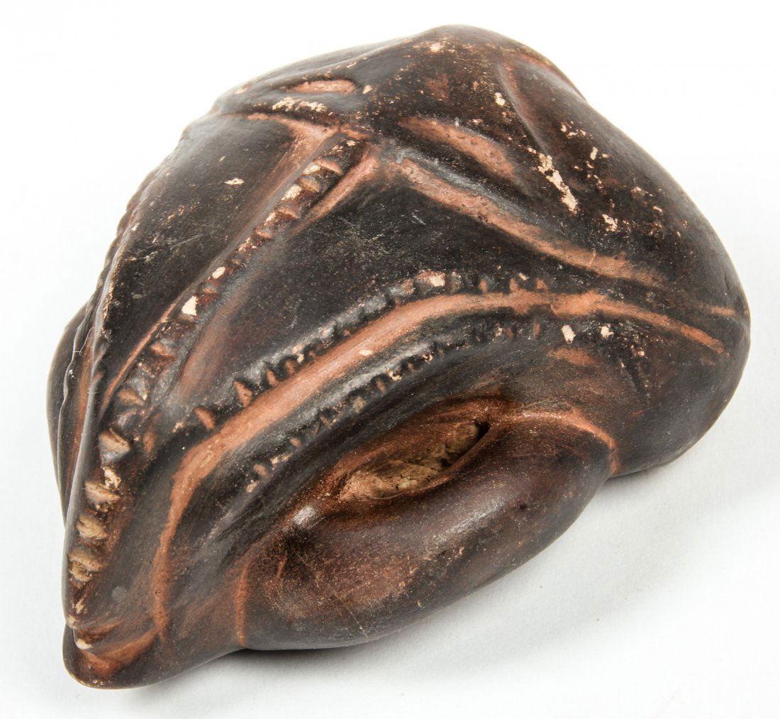 Ram's Head Pendant Gorget: Ram's Head Pendant Gorget, terra cotta. Size: 1.5" x 3" x 3.25" (4 x 7.5 x 8 cm).