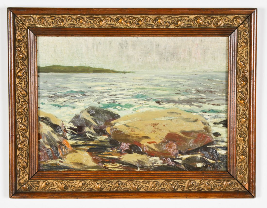 Catharine Wharton Morris Wright (American, 1899-1988): Catharine Wharton Morris Wright (American, 1899-1988) Buzzards Bay, oil on wood. Size: 10" x 14", 25 x 36 cm (board); 13.5" x 17.5", 34 x 44 cm (frame).