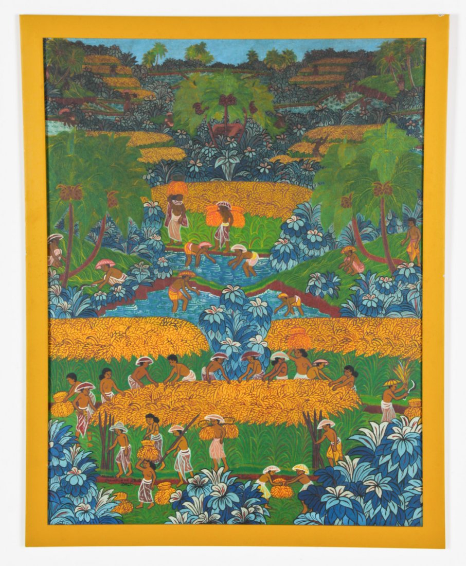 K. K. Ngurah (Indonesian, b. 1947): K. K. Ngurah (Indonesian, b. 1947), Champuhan Ubud, Balinese Scene, oil painting on board. Size: 33" x 25.5", 84 x 65 cm (sight); 36" x 28.5, 91 x 72 cm (frame). Provenance: Estate of Eileen Ford, Tew