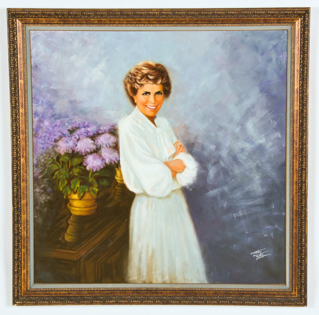 Portrait of Eileen Ford: Portrait of Eileen Ford, oil on canvas, signed Helen Turley. Size: 38" x 38", 97 x 97 cm (stretcher); 44" x 44", 112 x 112 cm (frame). Provenance: Estate of Eileen Ford, Tewksbury, New Jersey.
