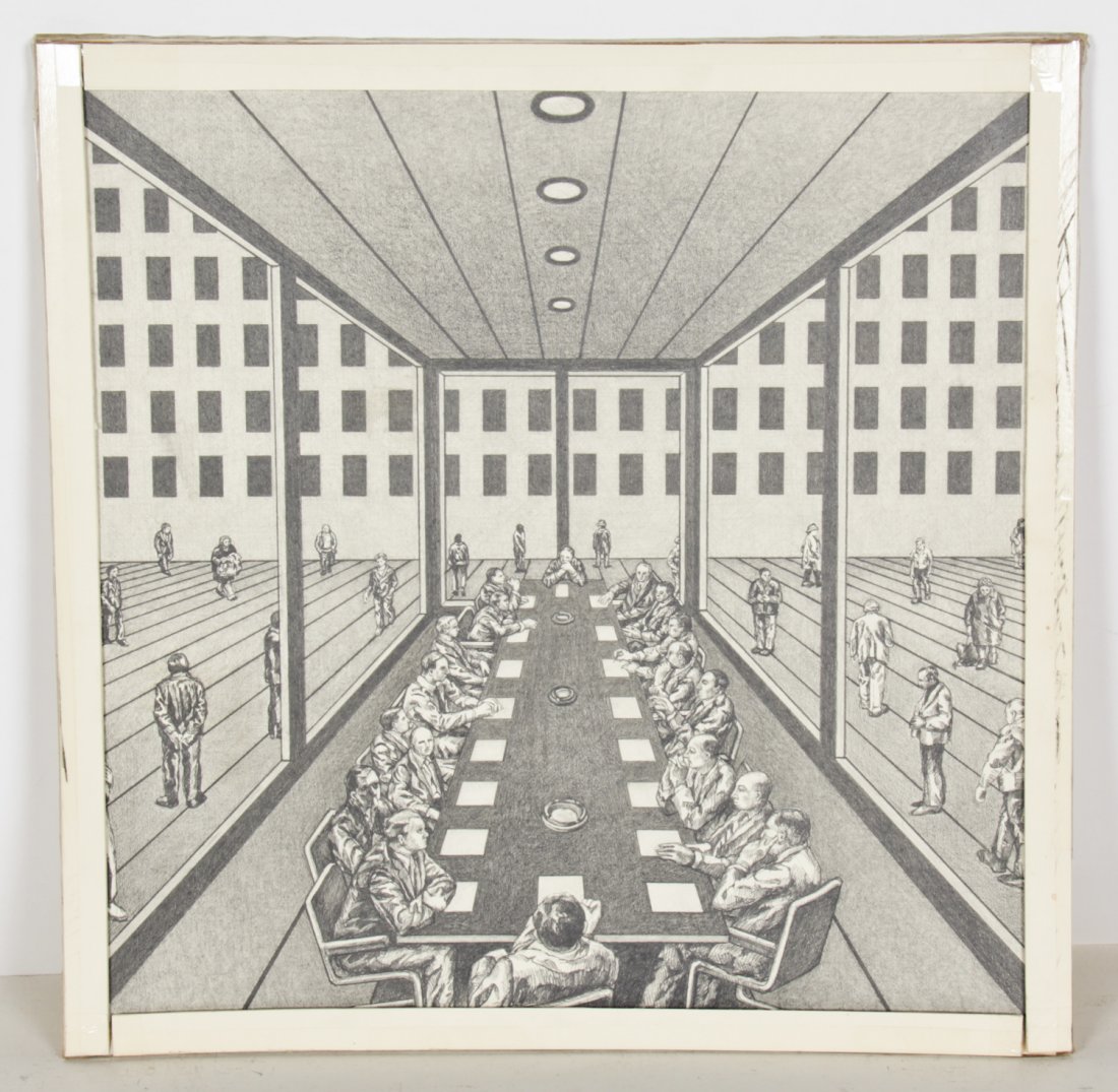 Nancy Wolf (American, b. 1942): Nancy Wolf (American/ Washington D.C., b. 1942) Modernist Architectural Drawing, graphite on paper. Size: 20" x 20", 51 x 51 cm (sheet).