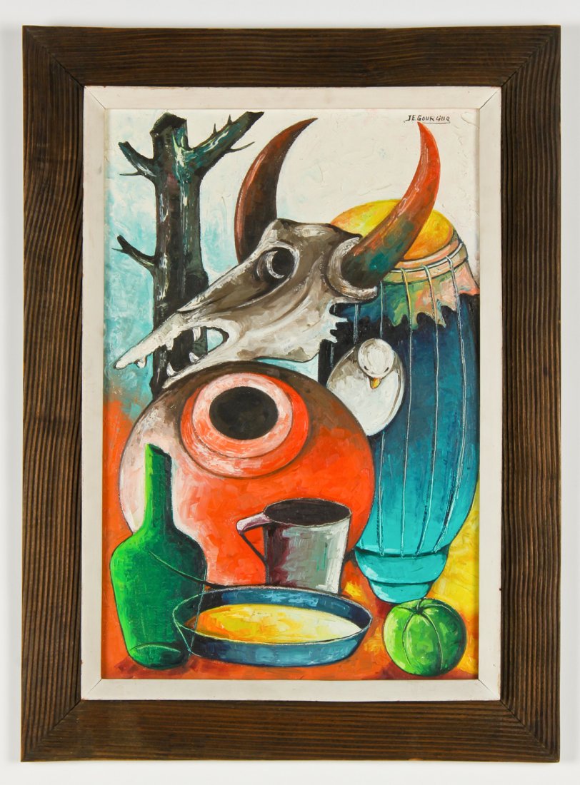Jacques-Enguerrand Gourgue (Haitian/Port-au-Prince,: Jacques-Enguerrand Gourgue (Haitian/Port-au-Prince, 1930-1996) Still Life, oil on canvas. Size: 24" x 16", 61 x 41 cm (stretcher); 30" x 22", 76 x 56 cm (frame). Provenance: The Estate of Edwina Hilto