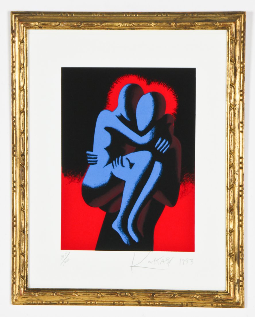 Mark Kostabi (American, b. 1960) Heartshare: Mark Kostabi (American, b. 1960) Heartshare, screenprint on paper, 1993, from an edition of 1000. Size: 11.25" x 8.25", 29 x 21 cm (image); 18.25" x 14.5", 46 x 37 cm (frame).