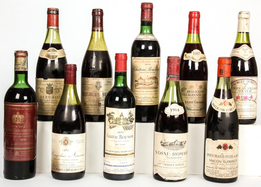 Over 200 Bottles of Vintage Continental Wine: Lot of Vintage Continental Wine. 1 Pallet of 18 14" x 14" x 14" cartons vastly populated and over-represented by French Bordeaux and Margaux wines in vintages from the late 60's and 70's with few in t