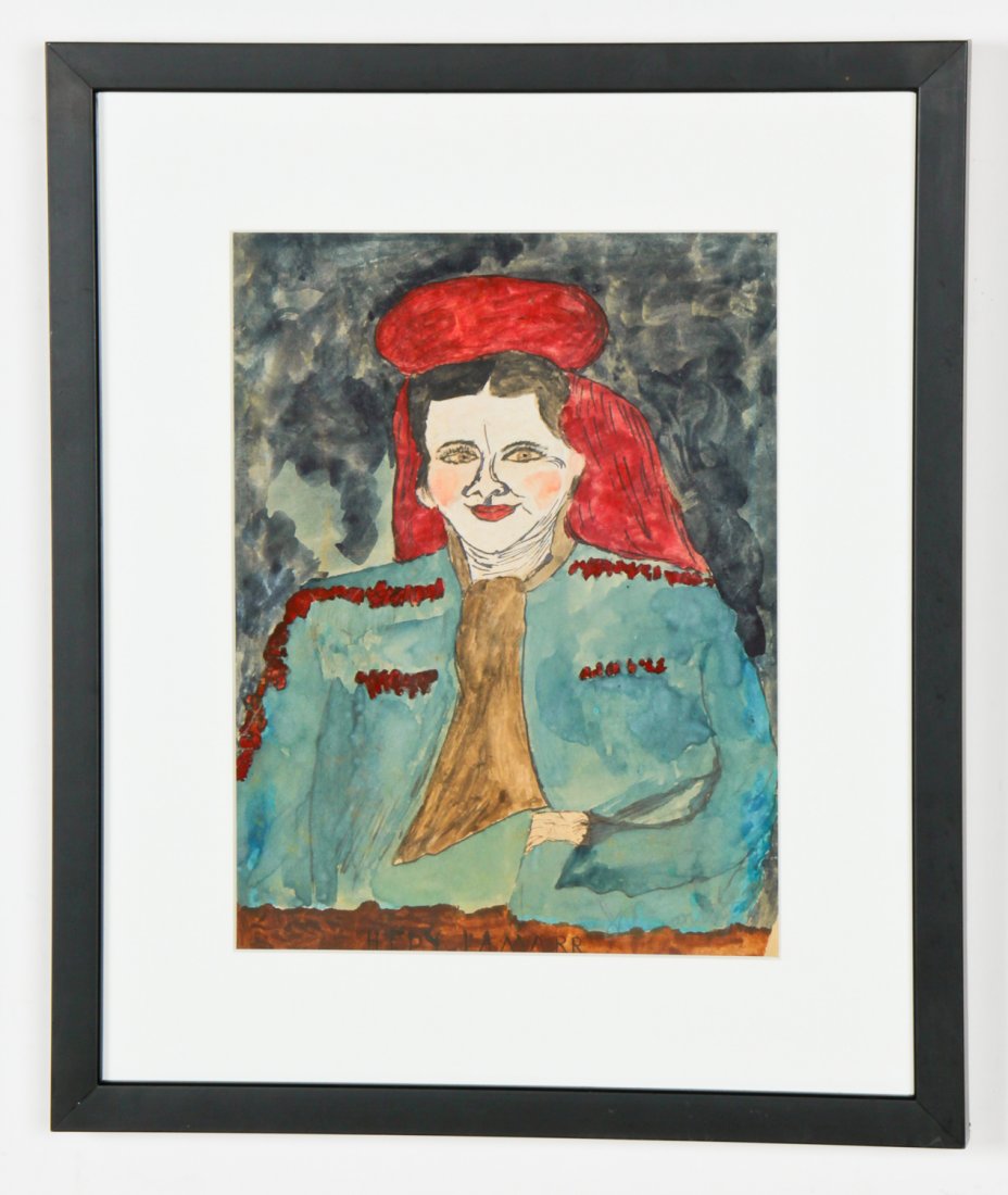 Justin McCarthy (American, 1891-1977) Hedy Lamarr: Justin McCarthy (American, 1891-1977), Hedy Lamarr, ink and watercolor on paper. Size: 11.5" x 8.75", 29 x 22 cm (sight); 17.25" x 14.5", 44 x 37 cm (frame). Provenance: Robert Lewis.